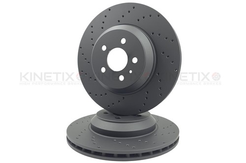 FOR TESLA MODEL 3 PERFORMANE 2018- DRILLED FRONT BRAKE DISCS CERAMIC PADS 355mm - Picture 3 of 15