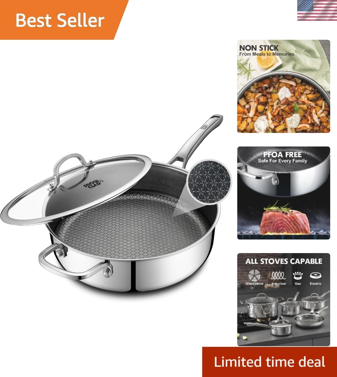 Frying Pans Nonstick with Lid,Hybrid Non Stick 5 Quart Saute pan,PFOA Free Co...
Opens in a new wind