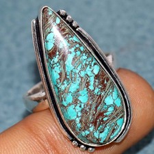 Turquoise 925 Silver Plated Ring US 10.5 Timeless Classic Design Trendy JW