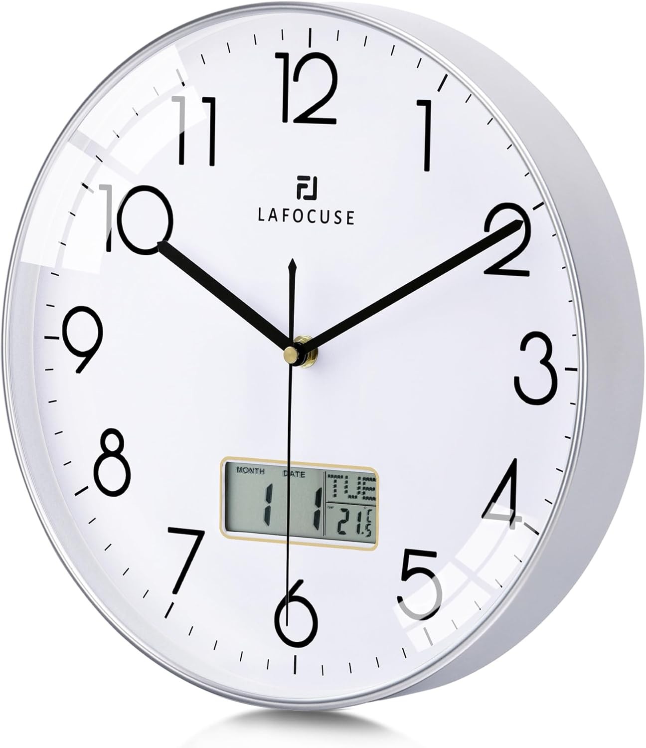 Цифровой ЖК-дисплей Lafocuse Lautlos Wanduhr mit Kalender, современная база данных Wanduhr mit