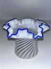 Vtg 1930s Fenton Blue Ridge French Opalescent Spiral Optic Hat Vase Cobalt Rim