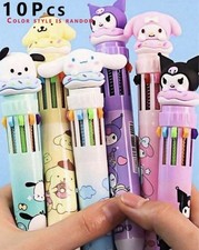 Sanrio Multicolor Ink Ballpoint Pens Set of 10 with Character Toppers