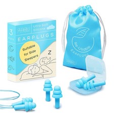 Eco-Friendly Reusable Ear Plugs with 32 dB Noise Reduction - 3 Pairs Included