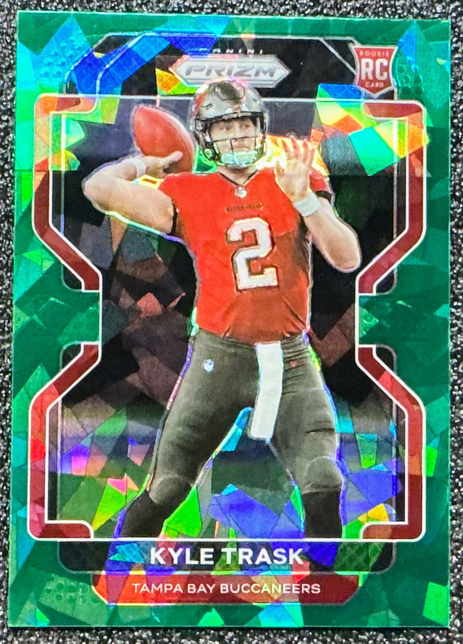 Kyle Trask 2021 Panini Prizm #339 Fanatics Green Ice Prizm (RC, SSP) Buccaneers