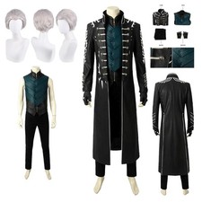 Anime DMC 5 Vergil Cosplay Windbreaker Halloween Carnival Fancy Dress Hairs Wigs
