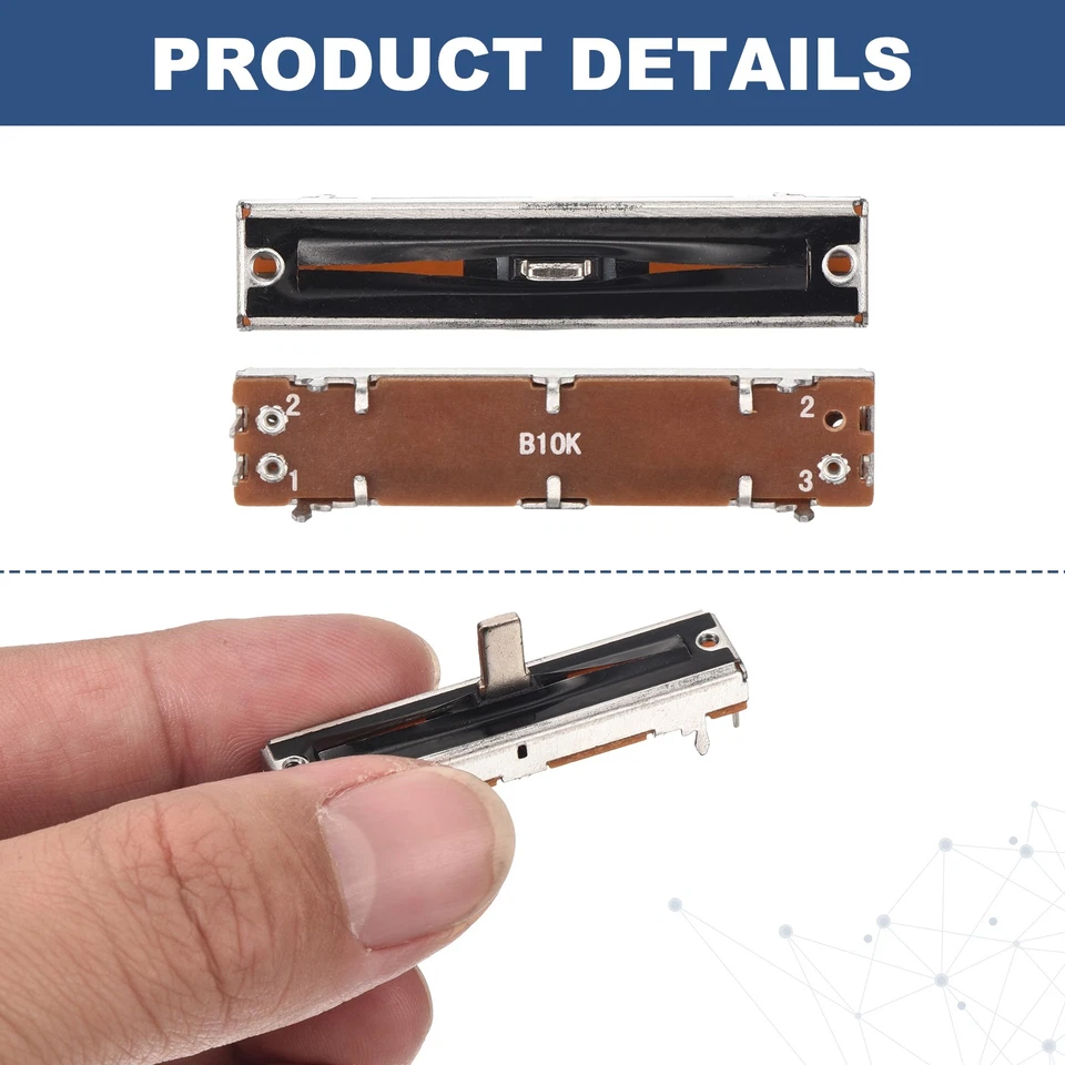 2x Lineare Schieberegler B10K 45mm 30mm Hub 10mm Griff 7-Pin für Mixer/Dimming - Bild 3 von 4