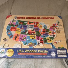 Geography Puzzle USA Map with Capitals Educational Kids Toy Ages 5-13 40 Piece