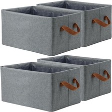 4 Pcs Fabric Storage Bins, Organization Baskets for Shelves, 15" Linen Closet Or