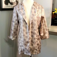 Chico's open jacket. Shiny silk fabric. Cuff sleeves. Size O 8 Great u