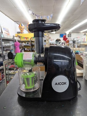 Aicok Cold Press Juicer Black & Green Easy Clean Quiet Motor BPA-Free Compact De