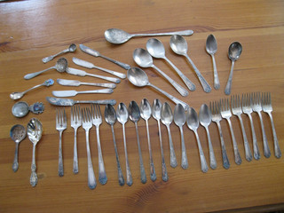 WM.ROGERS SILVER PLATE SILVERWARE & OTHERS 45 PCS.