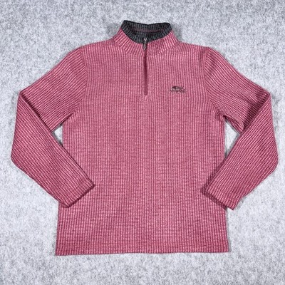 Weird Fish Macaroni 1/4 Zip Sweater Mens Small Red Pink Maroon Pullover Hiking