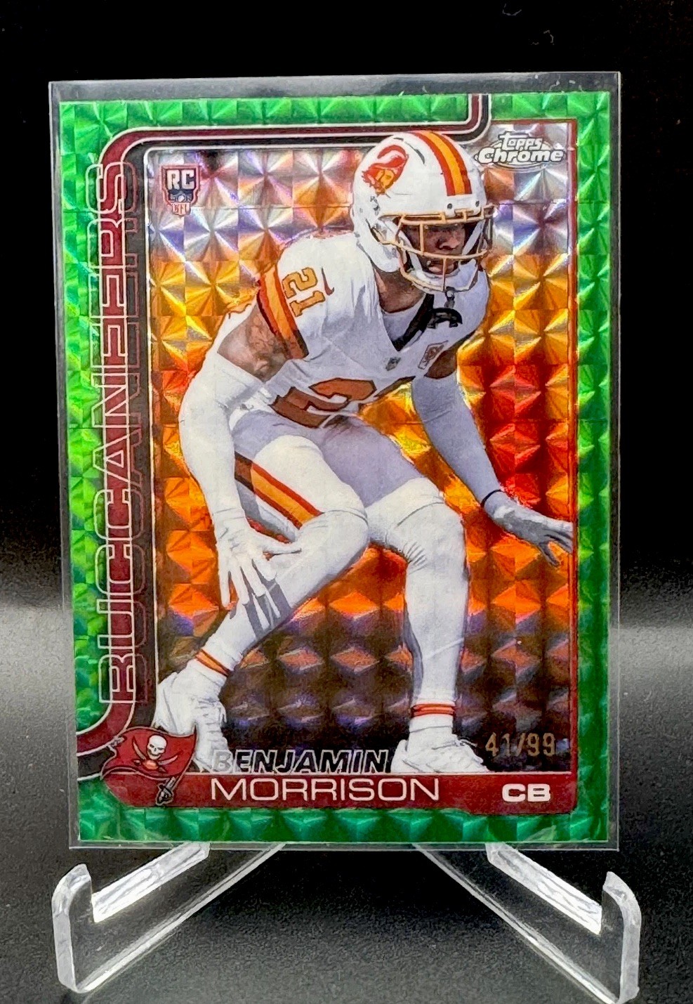 2025 Topps Chrome Benjamin Morrison #355 Green Geometric /99 (RC) Buccaneers 
