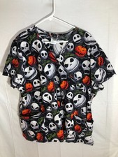 Nightmare before Christmas Plus 3XL Disney Scrub Top Black Red White Short Sleev