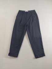 Ines De La Fressange Uniqlo Women Pants 6 Navy Blue Pleated Straight Leg Comfort