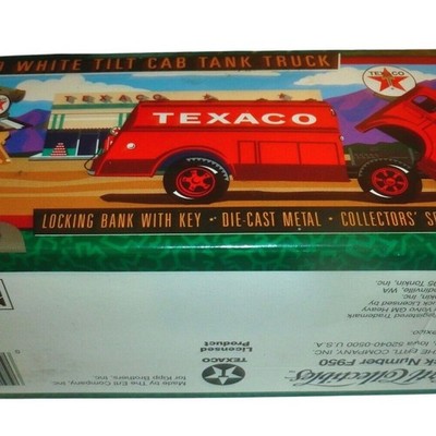 Ertl Texaco 1949 White Tilt Cab Tank Truck Die-Cast Metal Locking Bank #13 F950