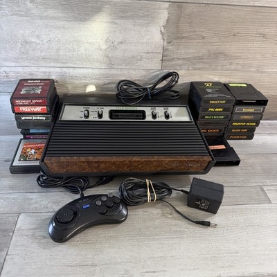 Sears Tele-Games Video Arcade Console Bundle W 20 Atari 2600 Cartridges Cords