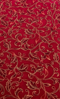 TIMELESS TREASURES - #XMAS-C8159 - LEAVES IN GOLD METALLIC - 1 7/8 YARDS