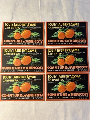 Konvolut 6 Etiketten Aprikosenmarmelade Vintage 50er Jahre altes Plakat Pub
