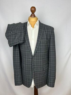 CACHAREL x Zignone 100% Pure Wool Plaid Gray Slim Fit 2 Piece Suit 42US52IT
