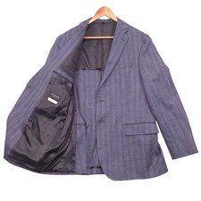 Jos A Bank Reserve 42R Tailored Blue Wool Blend Herringbone Blazer Jacket