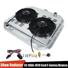 3 Row Radiator+Shroud Fan+Relay Kit For 1968-79 Ford F100 F150 F250 F350 Bronco