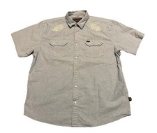 HOWLER BROS Mens Large Blue Striped Crosscut Deluxe Pearl Snap Shirt Western