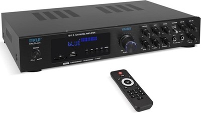 Pyle 5 Channel Bluetooth Audio Amplifier PDA8BU, USB SD AUX Mic Echo, FM Radio