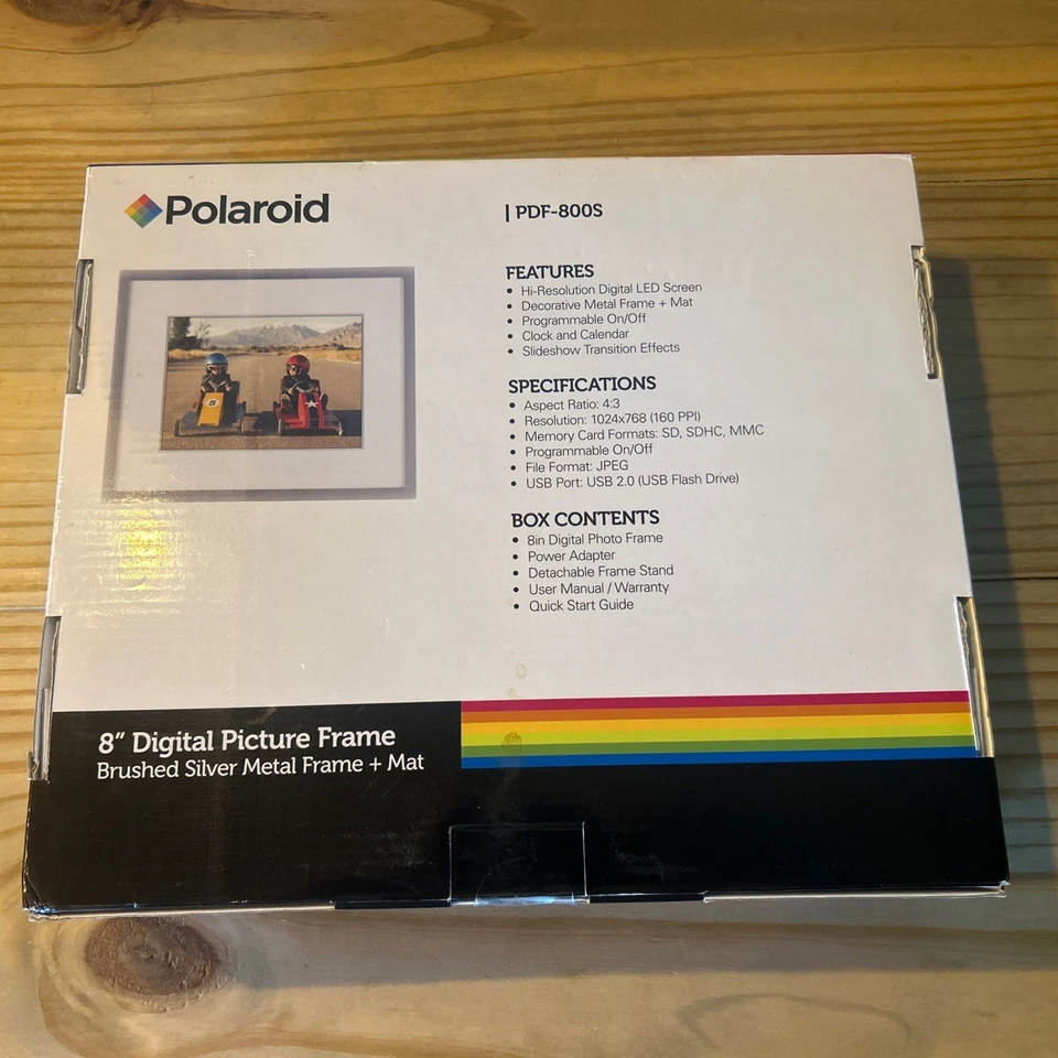 Polaroid 8" Digital Photo Frame Brushed Silver Metal Frame, PDF-800S - NEW - Image 2 of 2