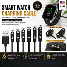 2 Pin 4 Pin Smartwatch Dock Charger USB Charging Cable for Adult Kids Watches
