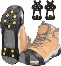 Winter Ice Cleats for Shoes and Boots, Anti-Slip 10-Stud Traction Crampons