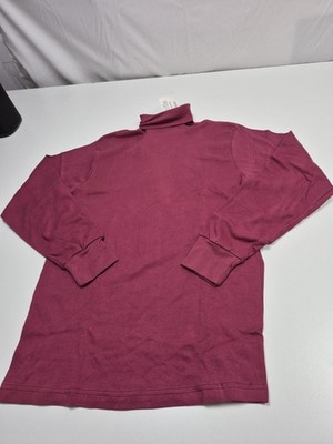 Vintage London Fog Shirt Mens Medium Red Mock Neck Long Sleeve Tee Cotton