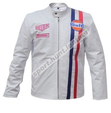 Men s Vintage Racing Style Jacket Inspired by Classic Le Mans Gulf Design