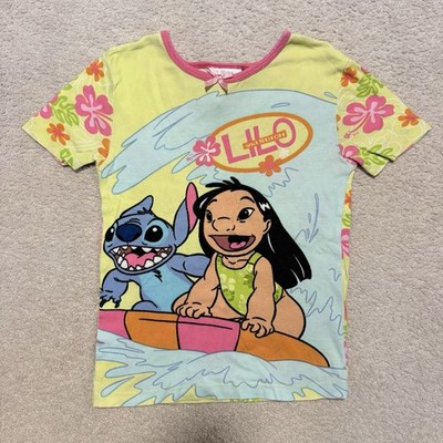 RARE Vintage 00s Disney Lilo and Stitch All Over Print Girls Tee Shirt size 8T