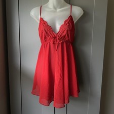 Secret Treasures Red Lace Babydoll Nightgown Slip Dress Lingerie Size L