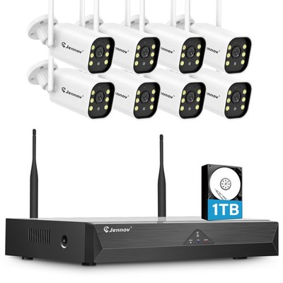 JENNOV 10CH 5MP Outdoor Wireless Security Camera System WIFI CCTV Audio NVRkit