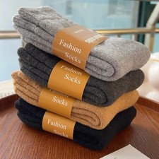 3 Pairs Women 100 Wool Cashmere Thick Thermal Multi-Color Winter Warm Socks