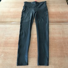 Spanx Faux Leather Spanxshape Leggings Women L Black Mid Rise Sculpting Slimming