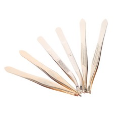 6pcs Lash Tweezers: Straight Tip/Slanted/Curved Forceps Stainless Steel For