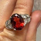 925 Sterling Silver Ring 8x6mm Natural Rhodolite Garnet Gemstone Zircon Flower — photo 7