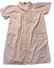 Vintage Snap Front Robe Housecoat Duster Cottagecore Grandmacore Pink Floral