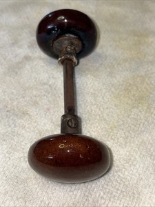 Antique Wood Grain Ceramic Porcelain Doorknobs Hardware Vtg