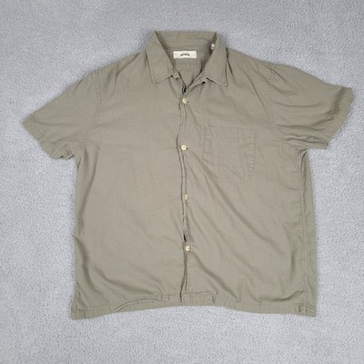 Buck Mason Shirt Mens Large Green Camp Wornwell Loop Collar Short Sleeve Casual
