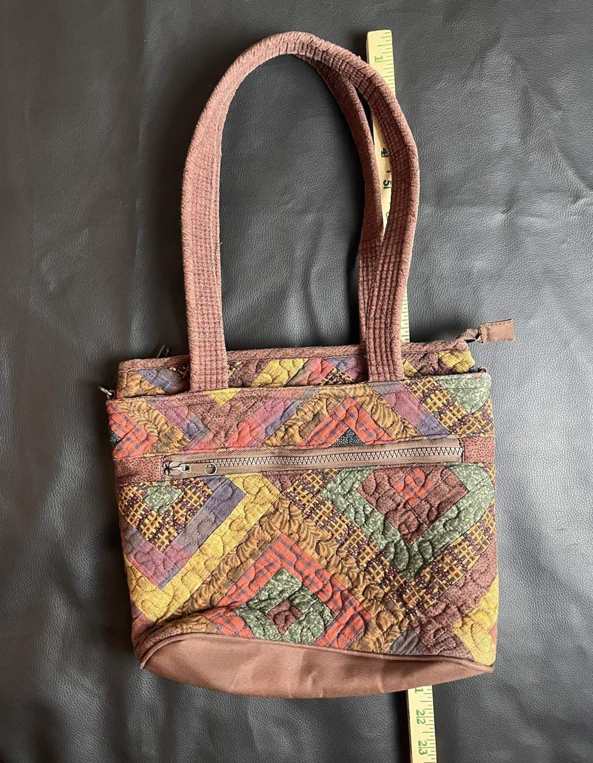 Donna Sharp Quilted Patchwork Purse Brown Multico… - image 4