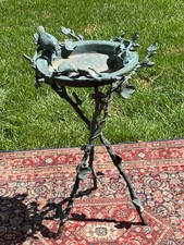 Bronze Bird Bath Feeder Twiggy Base Art Sculpture Flower Garden Decor 15 lbs
