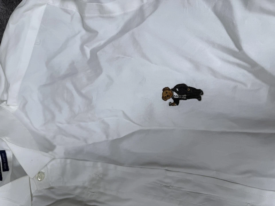 Polo by Ralph Lauren Shirt Mens 15.5 36 White Polo Bear Tuxedo Embroidered - Image 2 of 4