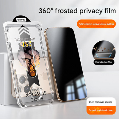 Display Panzerfolie Schutzglas für iPhone 15 Pro Max Anbringhilfe frost privacy