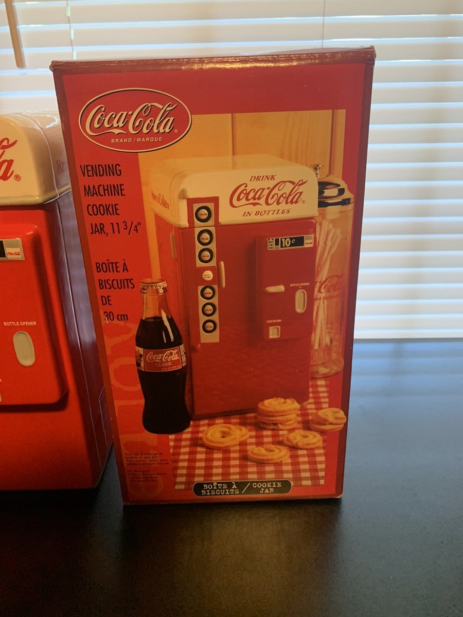 Vintage Coca Cola Soda Coke Can Vending Machine Cookie Jar In Box