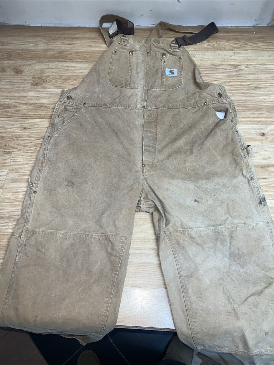 Carhartt Overalls Mens 42x30 Duck Canvas Double Knee Bibs