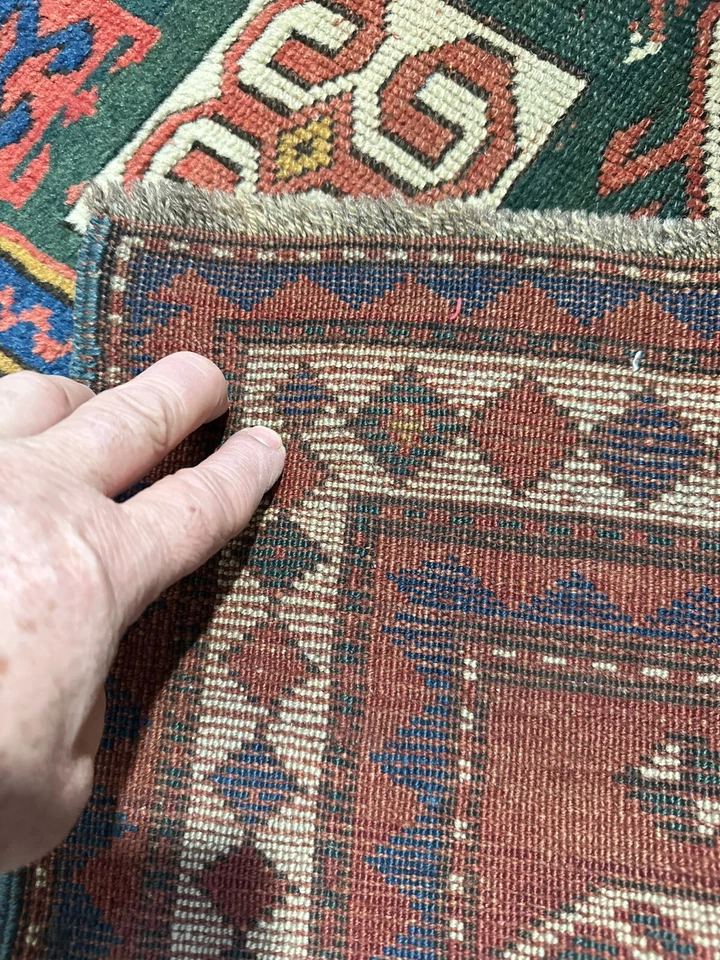 Antigua alfombra kazaja Fachralo de oración preciosa 4x6 pies Foto 2 de 4